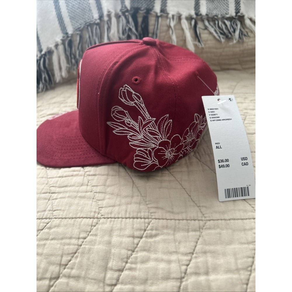 Mitchell And Ness Houston Rockets Flower Hat Snapback Red Suede Brim - Picture 2 of 6